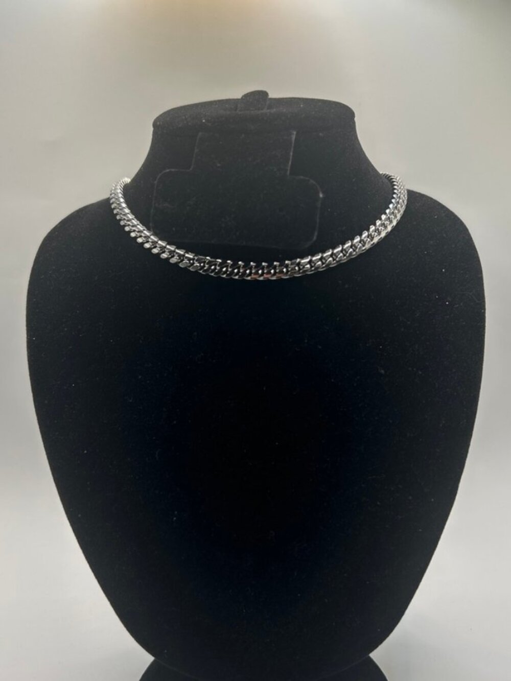 Real Silver Cuban Link Chain 6mm 18 Inch Stainless Steel Plated Durable Womens